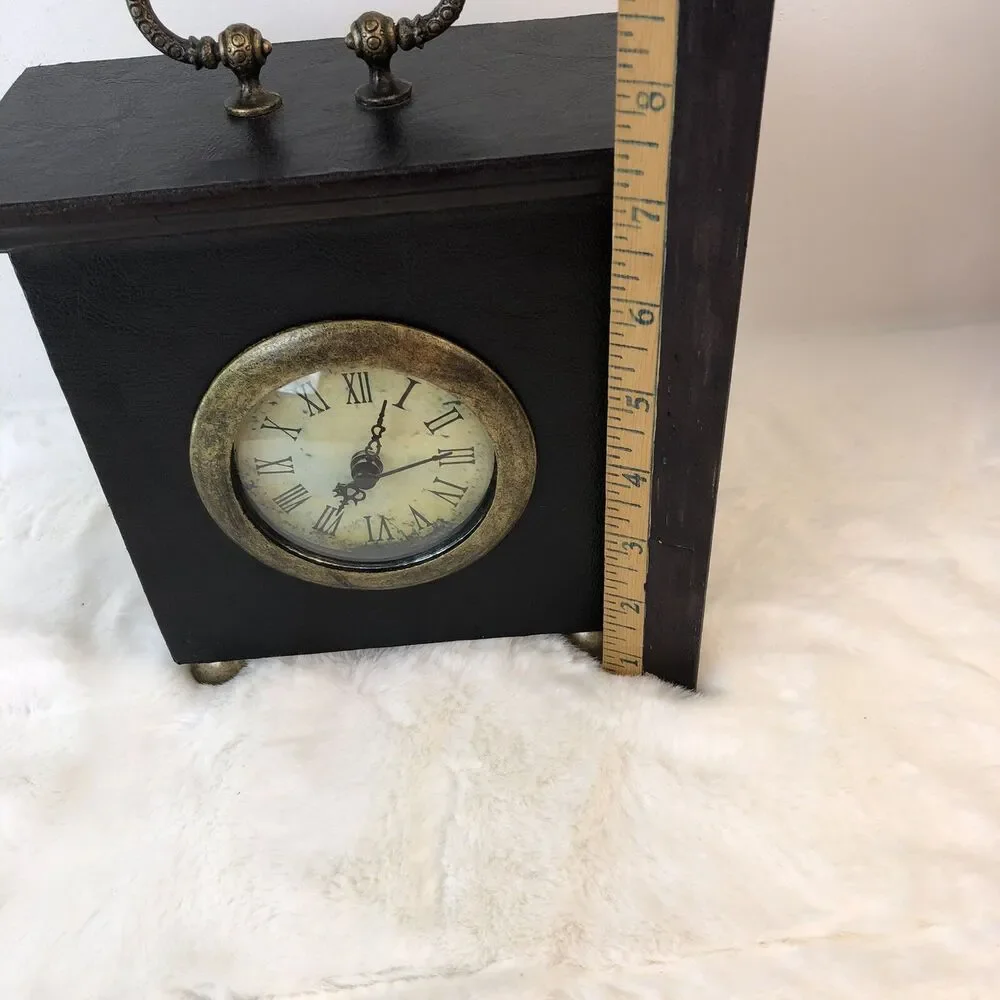 Vintage Tianguan Quartz Wood Clock W/Door Classic Wooden
